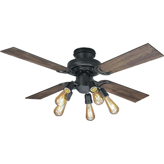 Orderic Ceiling Fan, Bulb Color, AC Motor Fan, Dimmable Type, Reversible, Walnut Color/Natural Color, Equivalent to 30W x 5 Incandescent Lights SH9115LDR