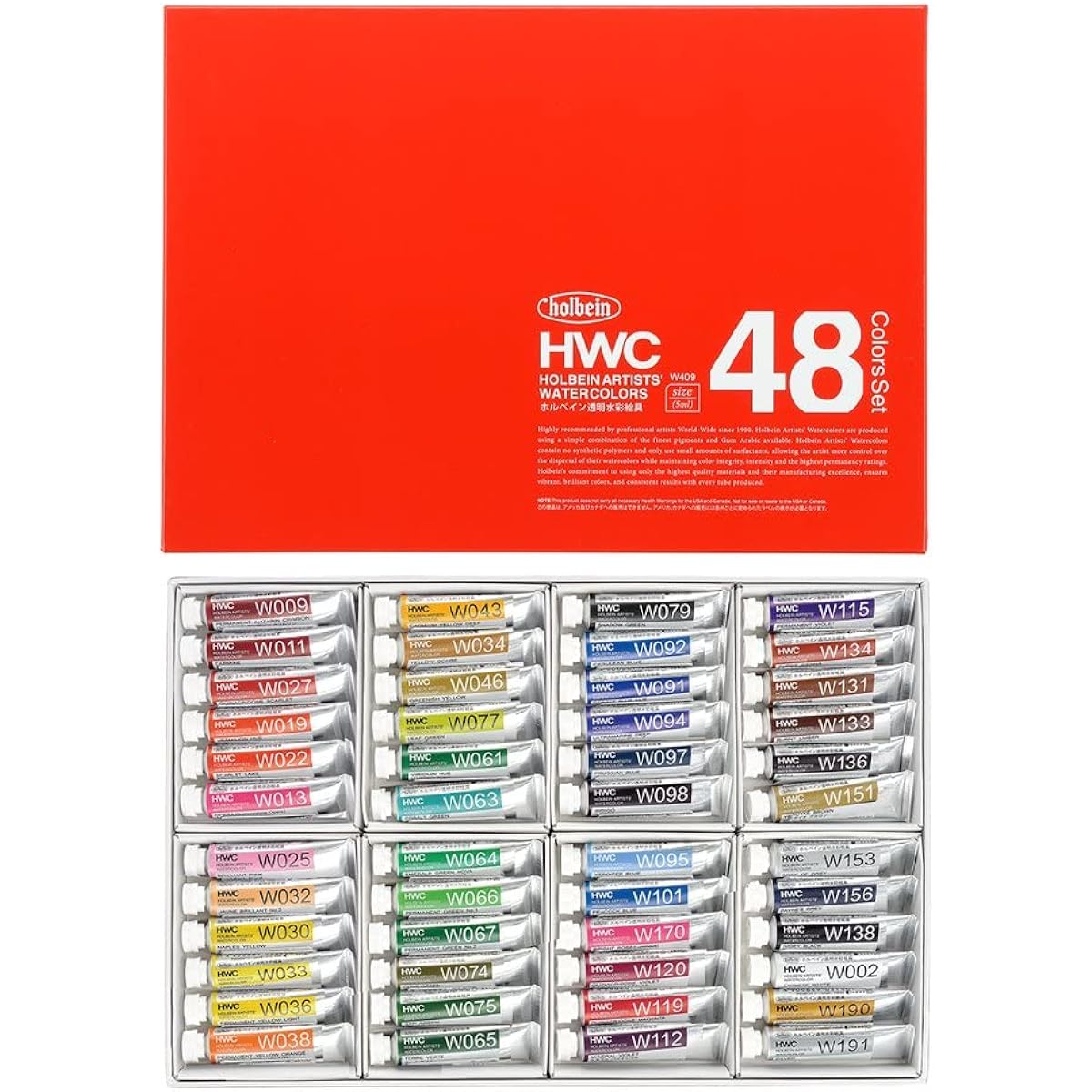 Holbein Transparent Watercolor Paint W409 5ml 48 Color Set 3409