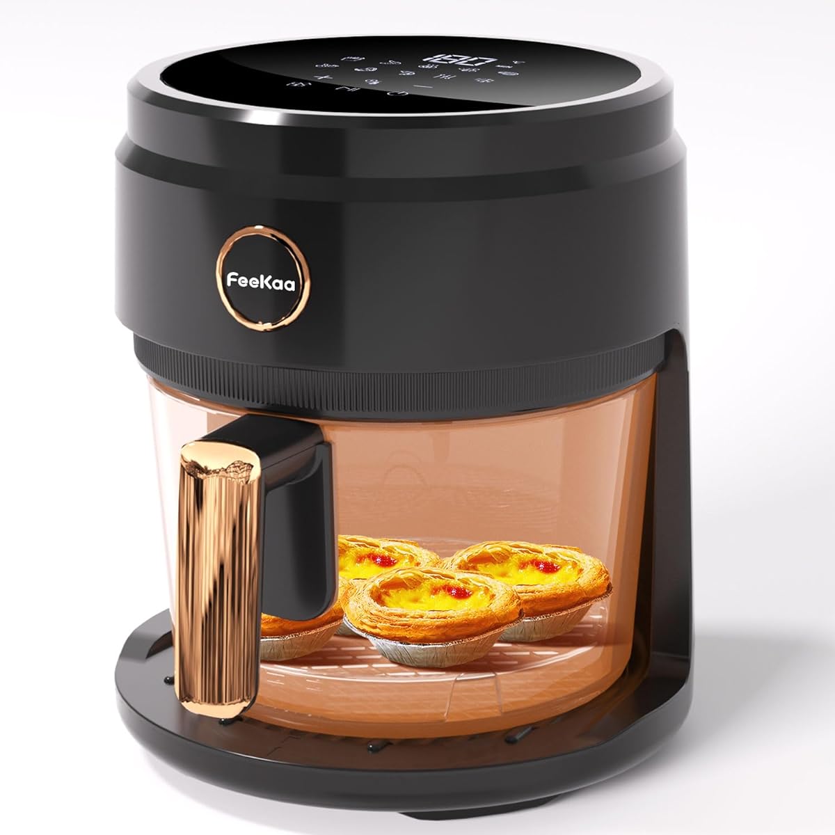 FEEKAA Non-Fryer, Air Fryer, For 1 - 5 People, Visible Window, 4 L., Large Capacity, 10 Courses, Compact, Temperature and Time Adjustment, Home Use, Energy Saving, Maximum Temperature 422°F (200°C),