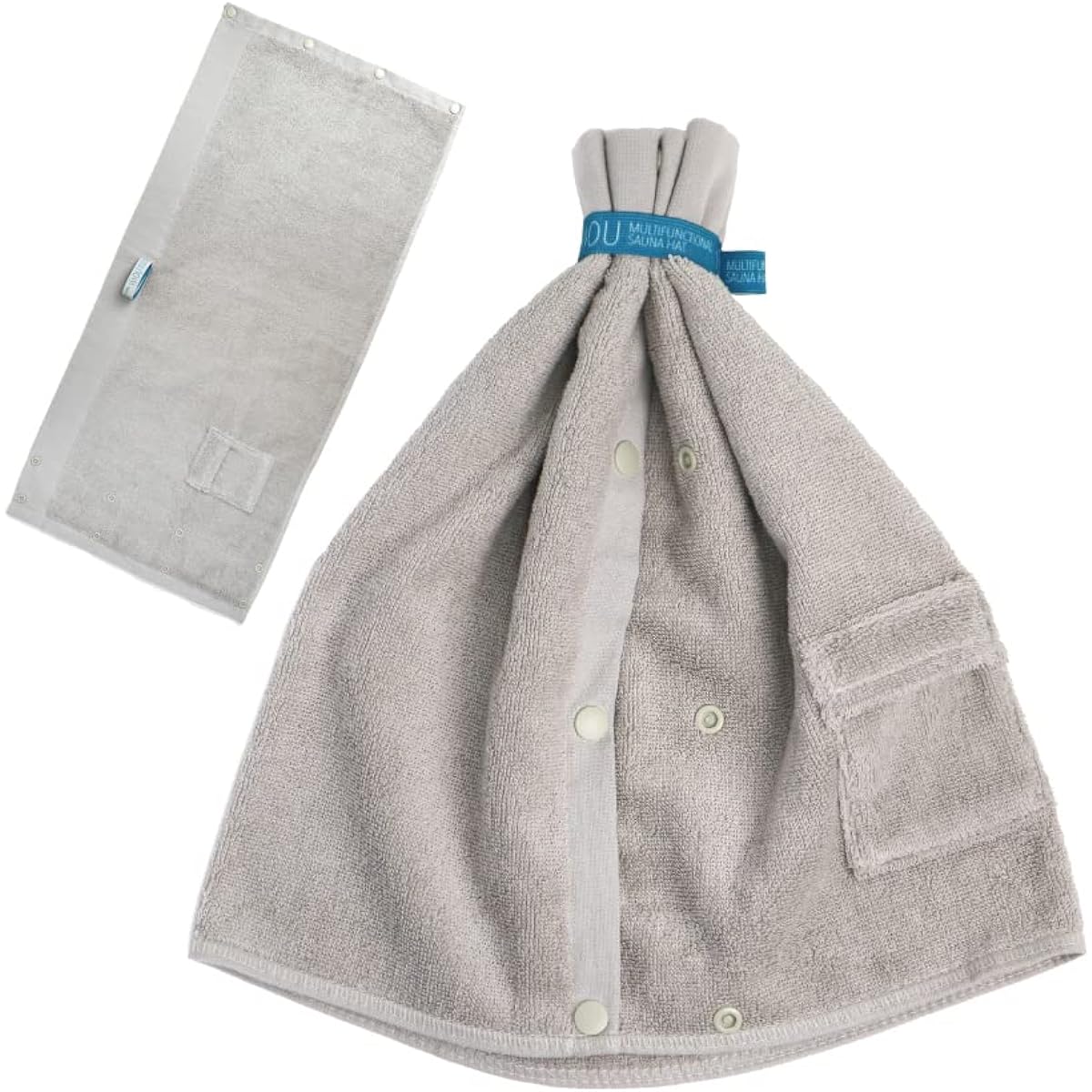 SOU Multifunctional Sauna Hat, Cotton Towel Fabric, Washable, Men's, Women's, Sauna Goods, Large Sauna Towel (Warm Gray)