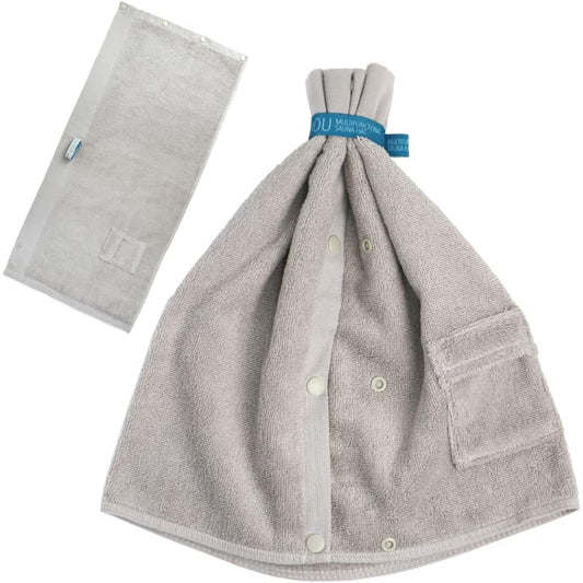 SOU Multifunctional Sauna Hat, Cotton Towel Fabric, Washable, Men's, Women's, Sauna Goods, Large Sauna Towel (Warm Gray)