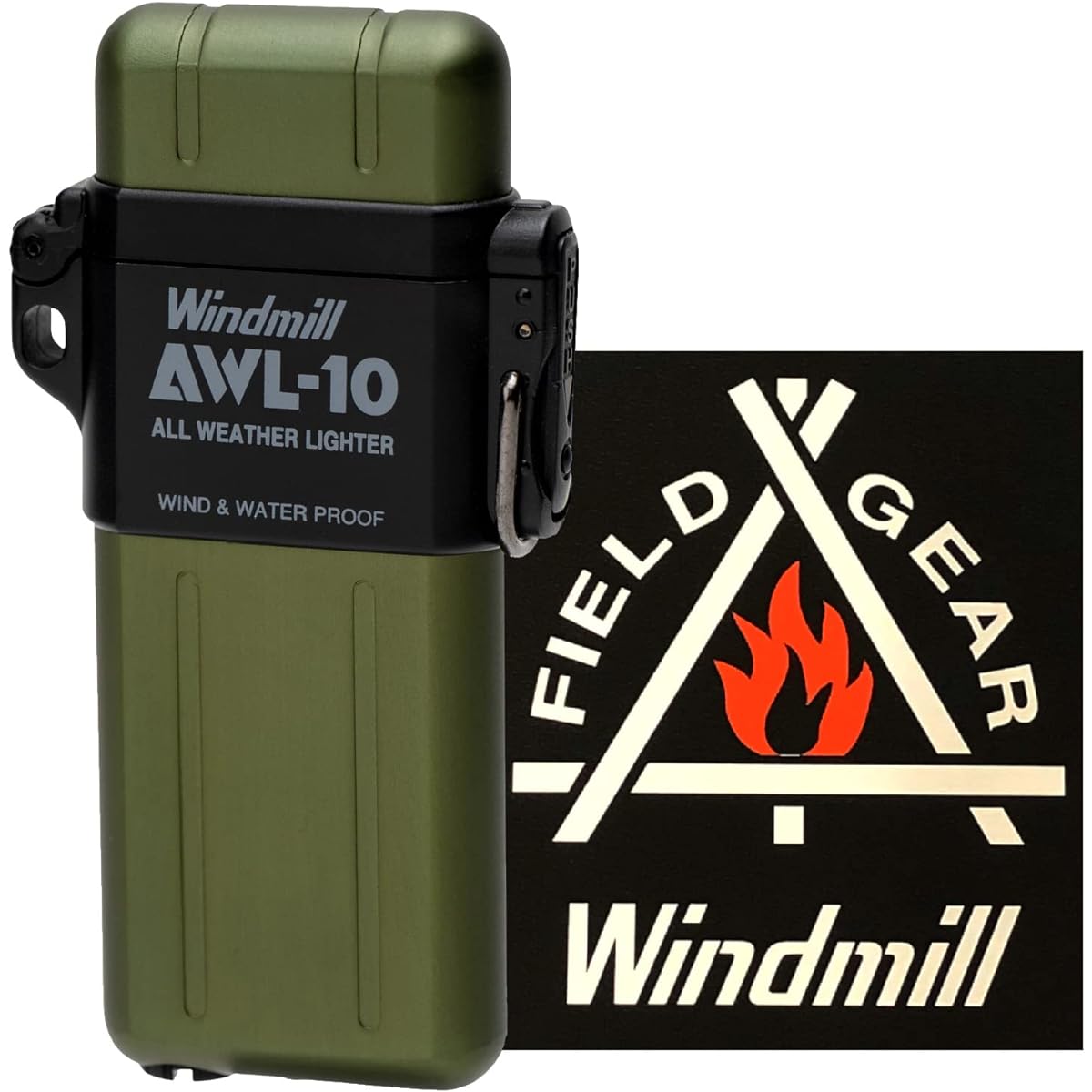 Windmill Windmill Turbo Lighter Green AWL-10 with Logo Sticker Waterproof Windproof Fillable 307-3004K