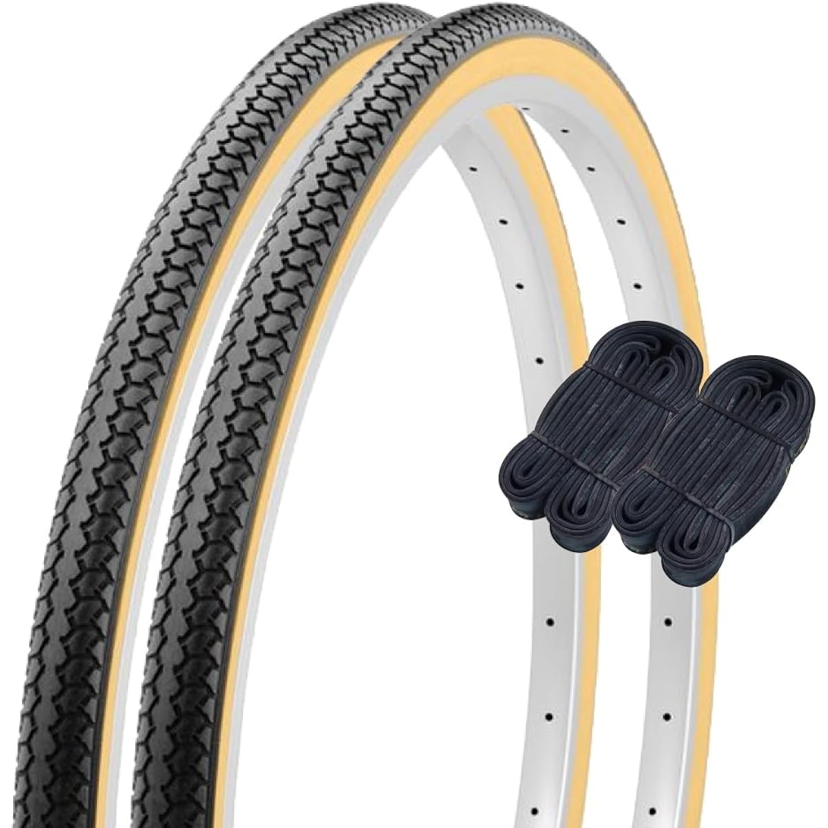 Shinko 26 inch bicycle tire tube set of 2 each pair roll DEMING L/L 26×1 3/8 black/beige W/O SR078 60180