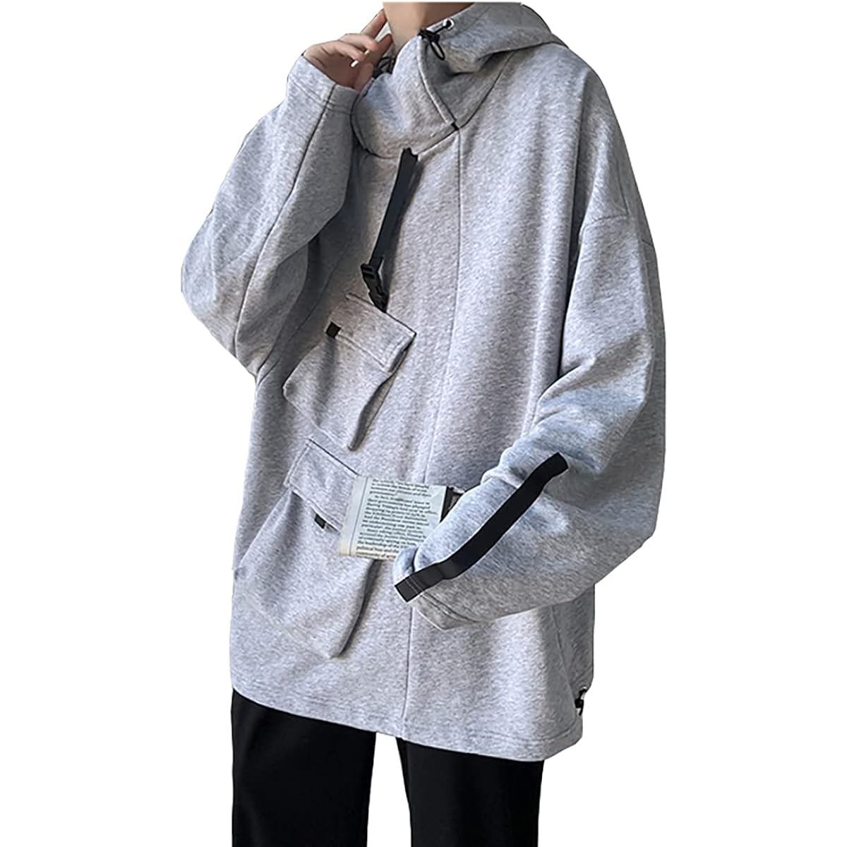 [foveitaa] Men's Hoodie, Large Size, Long Sleeve, Spring Clothes, Autumn Clothes, Sweatshirt, Sweatshirt, Casual, Stylish, Street Fashion, Plain, Clothes, Stylish, Korean, Soft, Loose