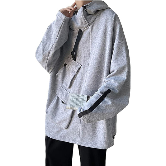 [foveitaa] Men's Hoodie, Large Size, Long Sleeve, Spring Clothes, Autumn Clothes, Sweatshirt, Sweatshirt, Casual, Stylish, Street Fashion, Plain, Clothes, Stylish, Korean, Soft, Loose