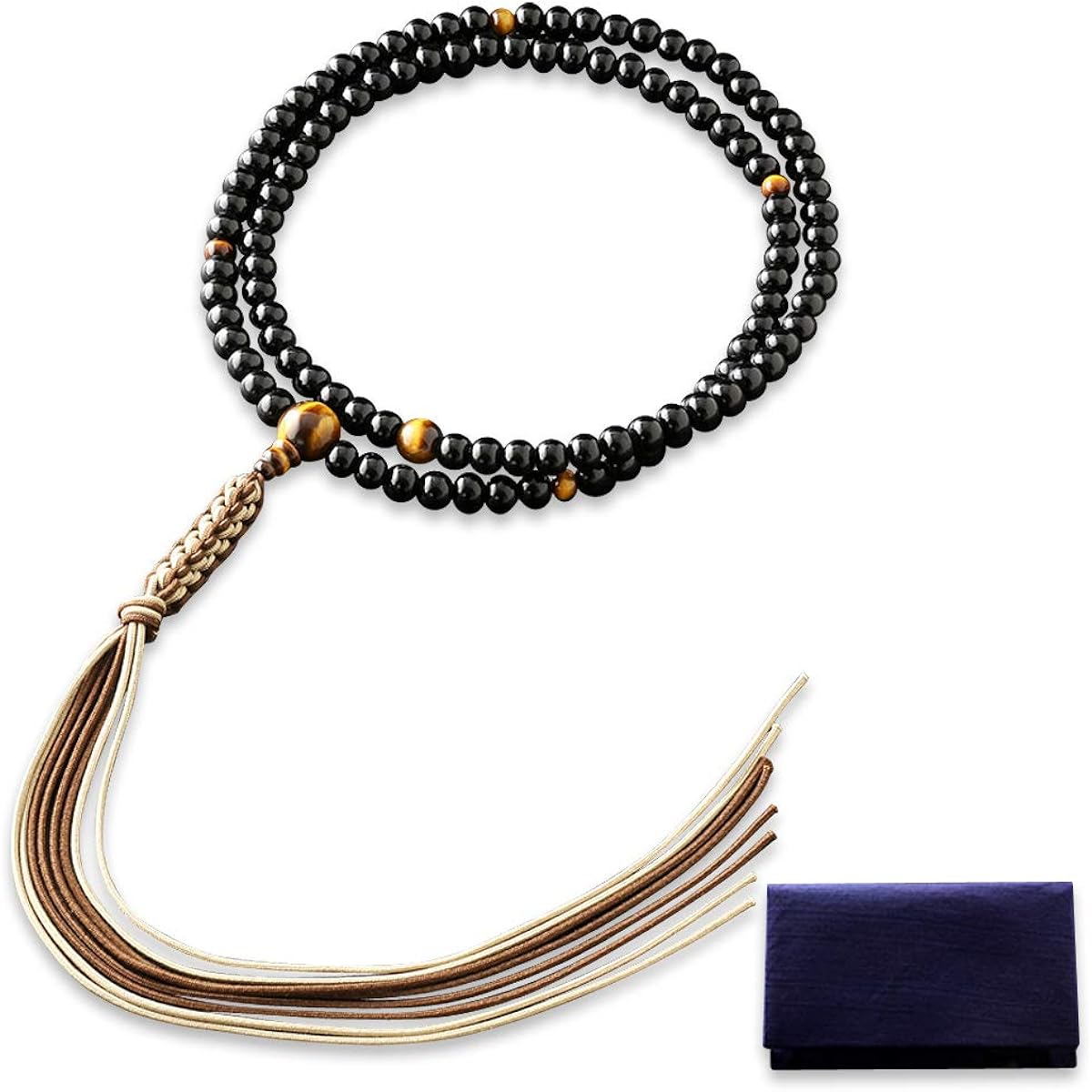 Kyoto Buddhist Altar Hayashi Prayer Beads Rinzai Sect Ebony Tiger Eye (for Men) Official Official [Bead Bag Set] SM-079 Kyoto Prayer Beads