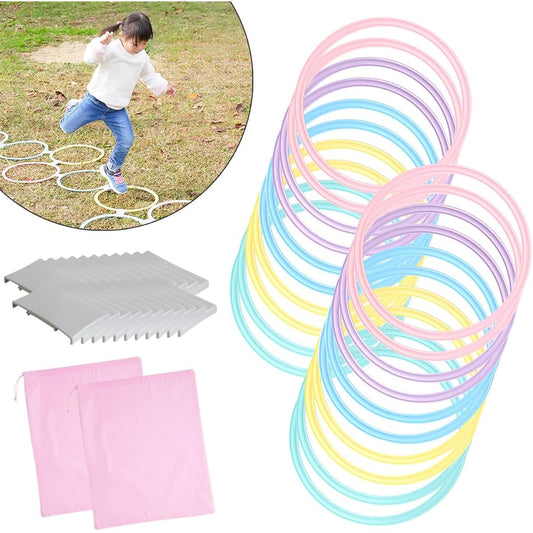 WeBirth Kenkenpa Ring, Cute, Original Pastel Color, Fun for Small Children, Relieves Lack of Exercise, Ladder Training, Storage Bag Included, Indoor, Outdoor, Exercise, Playing Outside, Educational, Developmental, 28cm 38cm, Training Hoop, Practice Ring,