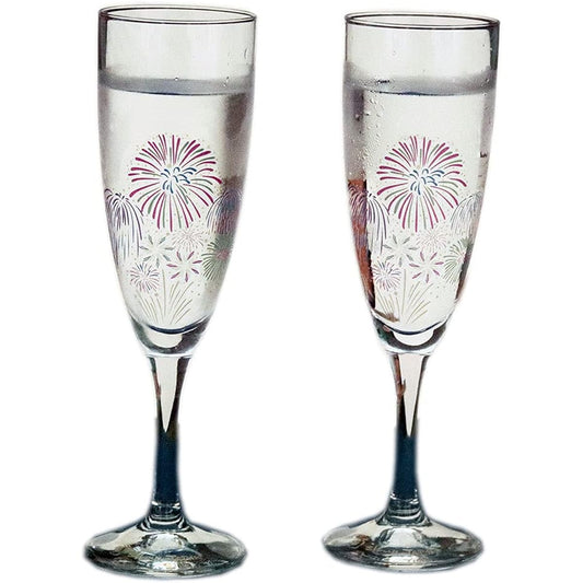 [Temperature in Design] Marumo Takagi Pottery Cool Fireworks Champagne Glass Pair Set Glass Stylish Changes with Temperature Fireworks Sparkling Sake Midyear Gift Gift Anniversary Present Liquor Cup Christmas