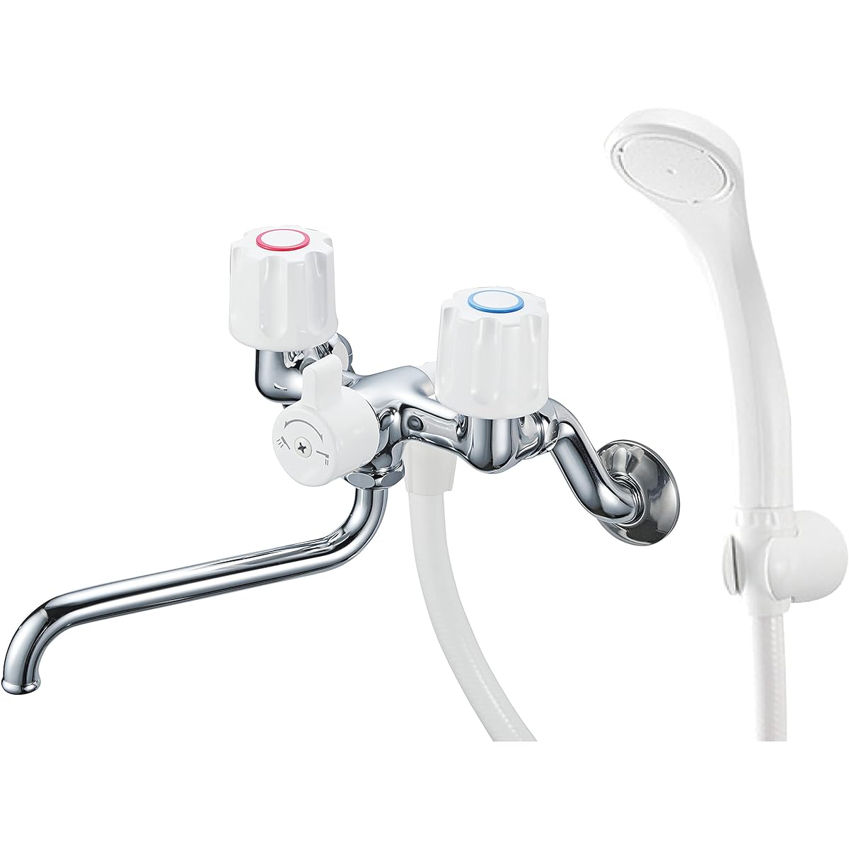 SANEI Two Valve Shower Mixing Faucet, Hose Length 160cm, For General and Cold Regions, SK11-W-13, Silver