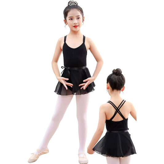 Plier Leotard Ballet Kids with Chiffon Skirt 130 140 150 160 Rhythmic Gymnastics Junior Children Girls Short Sleeve Ballet Practice Wear Recital Dance Costume Ballet Dress Stage Costume Practice (Black, 160)