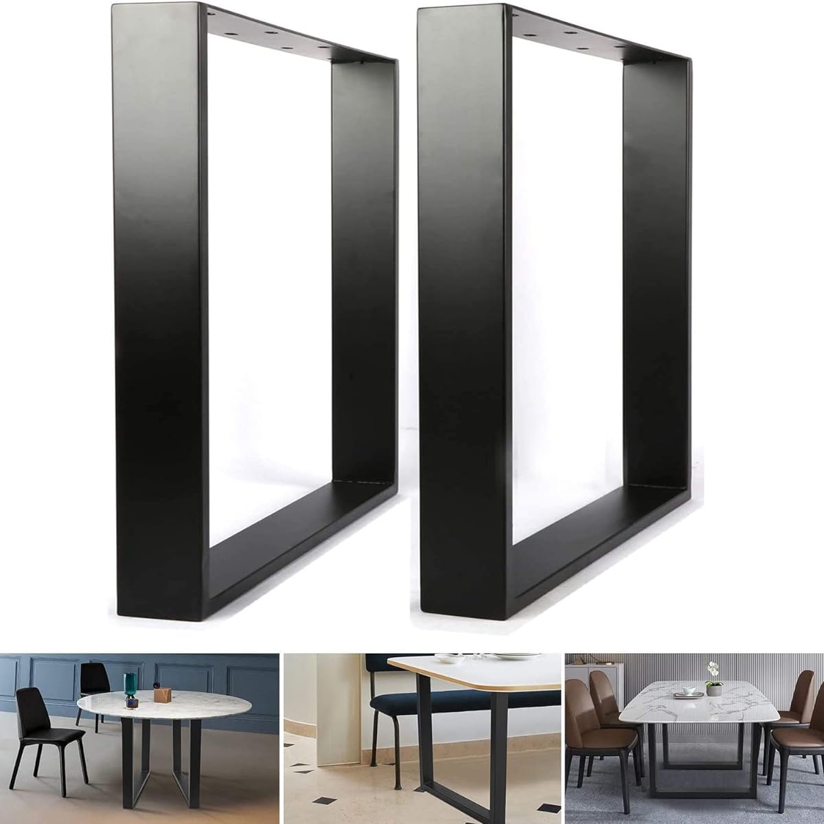 mylystar Table Kitz Legs Iron Legs Mouth Parts Legs Square 2 Pieces Set Depth 65 Height 71cm Black Steel Table Legs Iron Legs