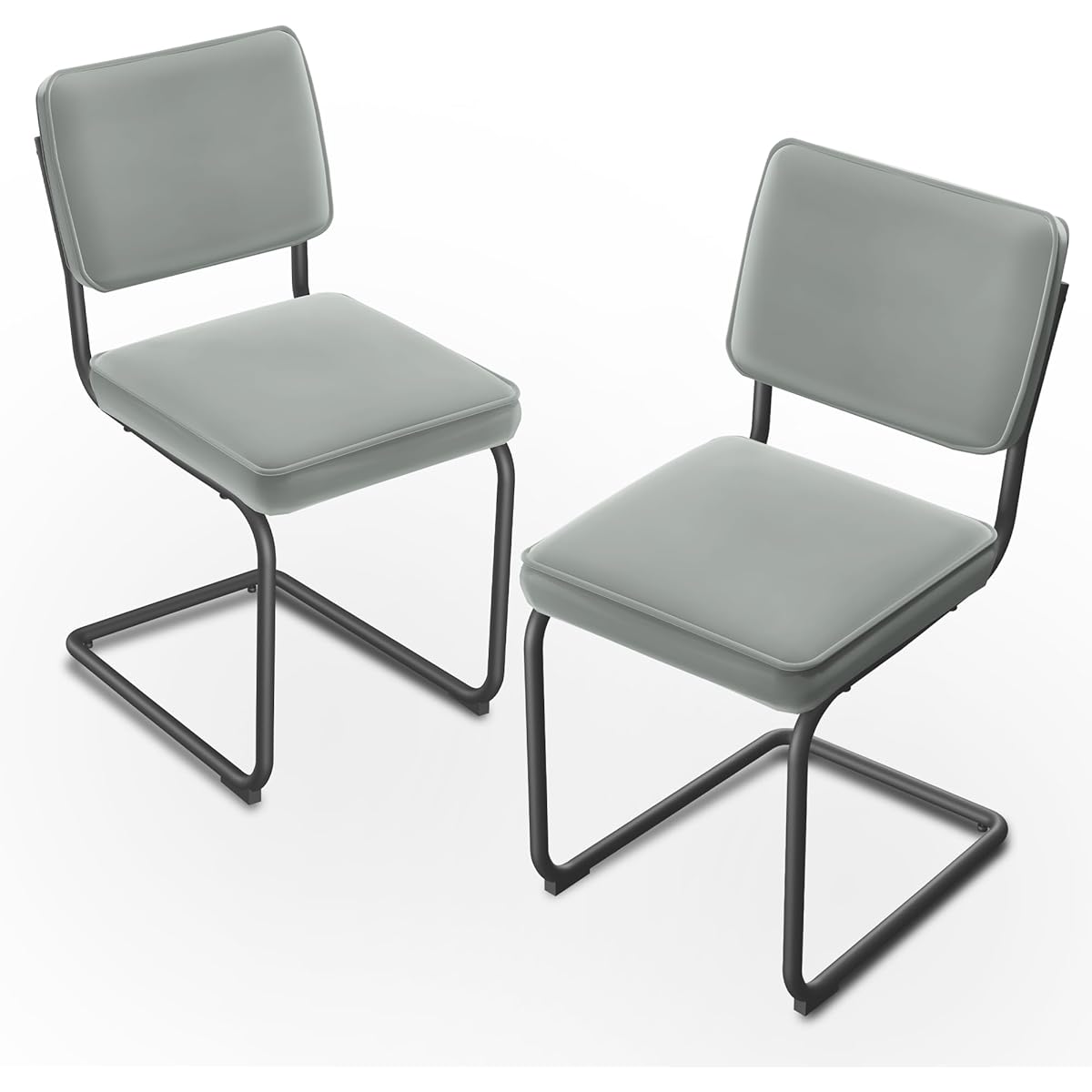 GOQRAQ Dining Chair Stool Set of 2 Velvet Fabric Cushion Load Capacity 120KG Available in 3 Colors Backrest Elasticity (Dining Chair, Gray)