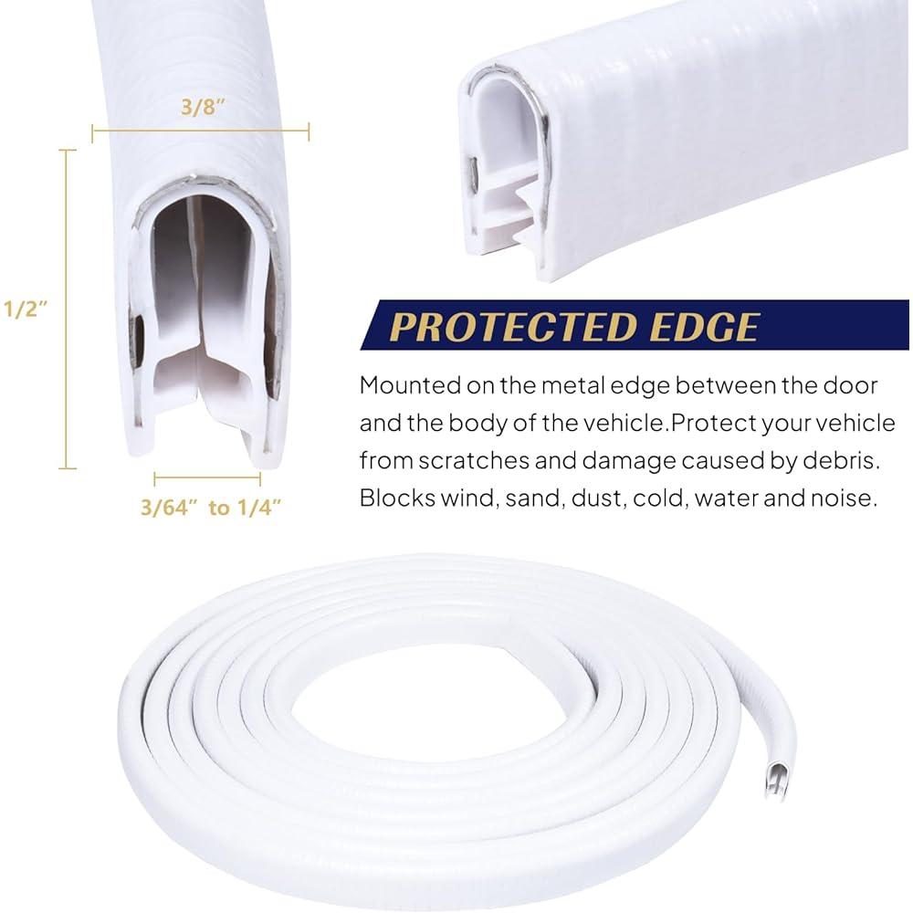 Edge Trim U Channel Rubbertrim 1/2 inch x 3/8 inch -Fit Card Aedge Seal Steel with Fit Card Aedge Seal Steel with Fit Card Aedge Seal Steel with Fit Card Aedge Seal Steel Dear Edge Metal Edge Protector (White/12 Feet)