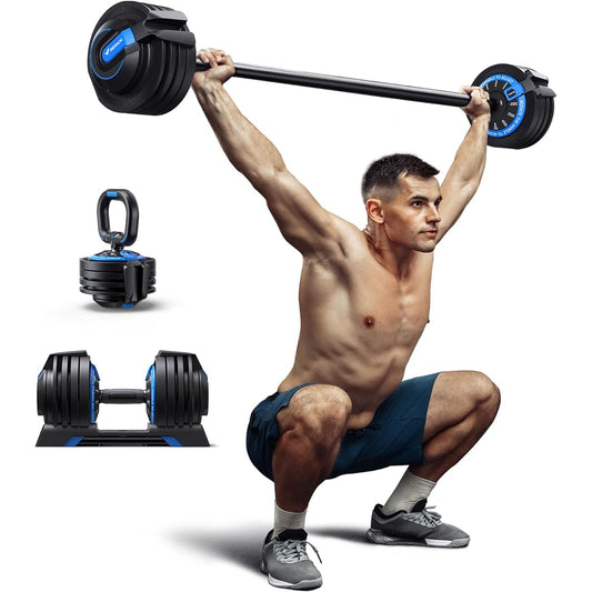 MERACH Dumbbell Adjustable Dumbbell 2-24kg 3in1 Barbell Can also be used as a kettlebell 12-level weight adjustment Safety design Floor scratch prevention Space saving Anti-slip Odorless material Quiet No rust Strength training health equipment Home gym