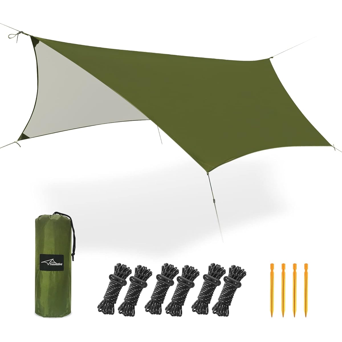 Travel Bird Awning Tarp Camping Waterproof Fabric Sunshade Hammock Rainproof Tarp Tent PU Silver Painted Tent Sunshade Suncover Heat Insulation UV Protection Portable Ultra Light Convenient Outdoor Park Picnic Climbing Walking Travel Camping Goods Storag