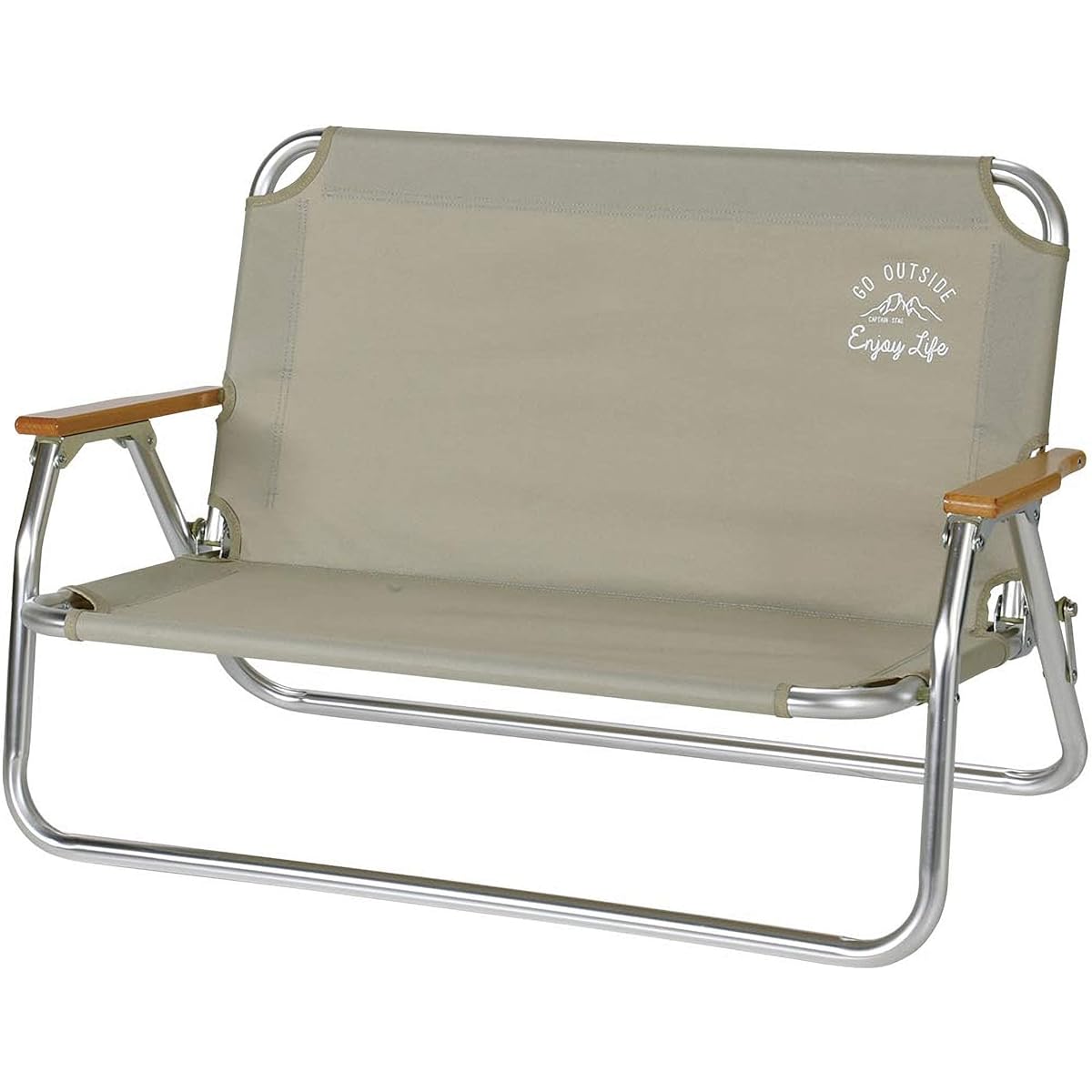 CAPTAIN STAG Bench Aluminum Low Bench with Back W960 x D560 x H600 Monte UC-1830 Khaki Width 960 x Depth 560 x Height 600mm, Seat Height 220mm