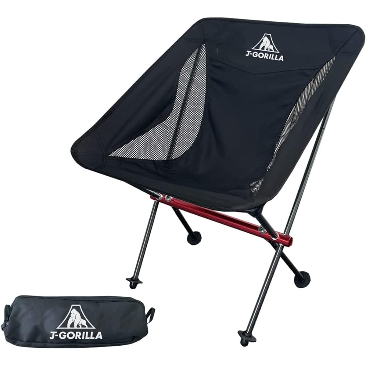 [Sloth Forest] Camping Chair, Outdoor Chair, Compact, Lightweight, Folding, Load Capacity 120kg (Japanese Company Planning) (Black)