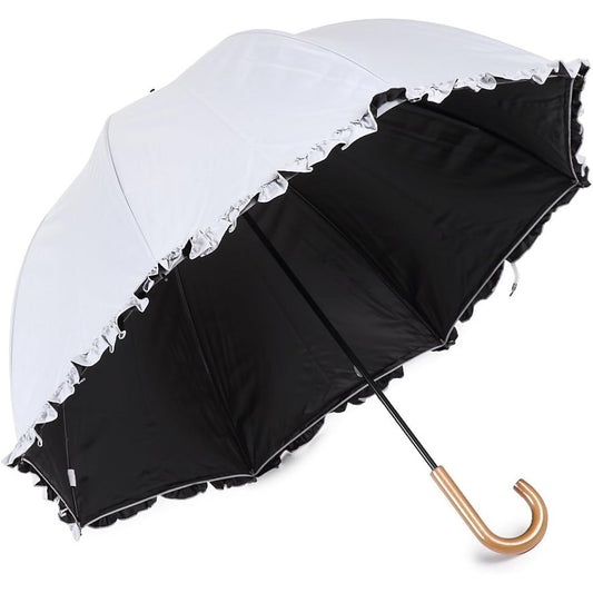 Block out sunlight! Lightweight M size, sun or rain parasol with frills, dome shape, fabric lining coating, UV protection, 55cm