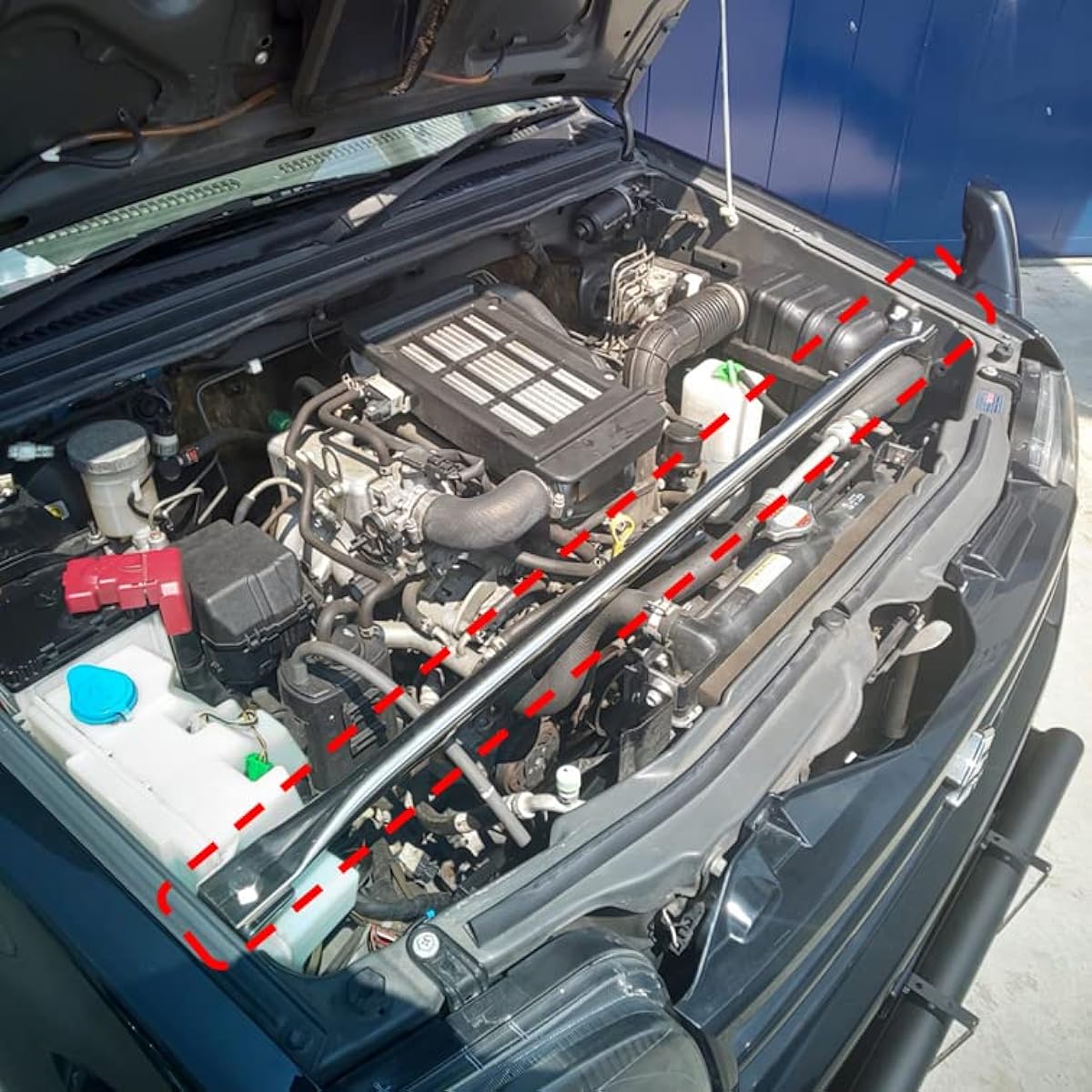 JB23 Jimny (1-8 Models Only) Stainless Steel Engine Room Reinforcement Bar