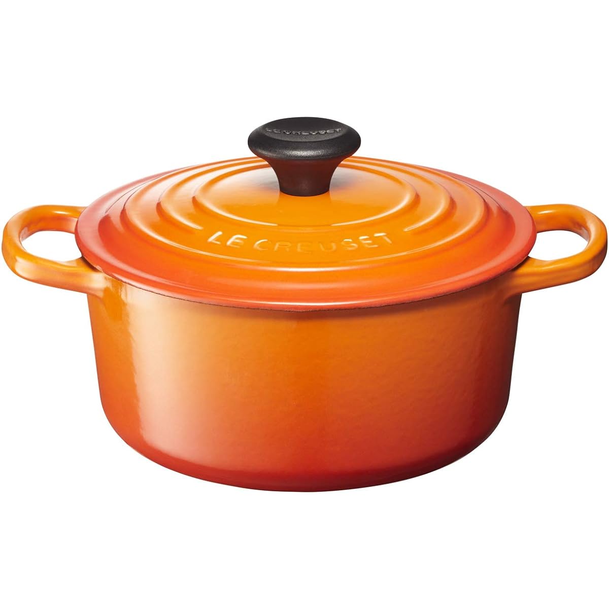 Le Creuset Cast Enamel Pot Signature Cocotte Ronde 18 cm Orange Gas IH Oven Compatible [Authorized Japanese Product]