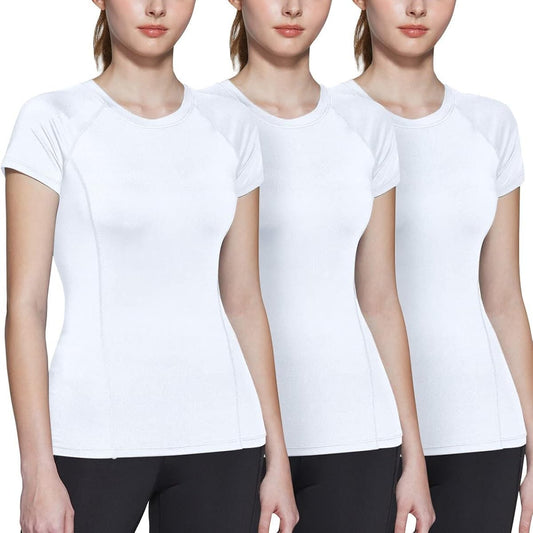 [ATHLIO] Sports Inner Shirt, Women's, Short Sleeve [Sweat Absorbent, Quick Drying, UV Protection] Compression Wear, Running Wear, Training Wear, Yoga Wear