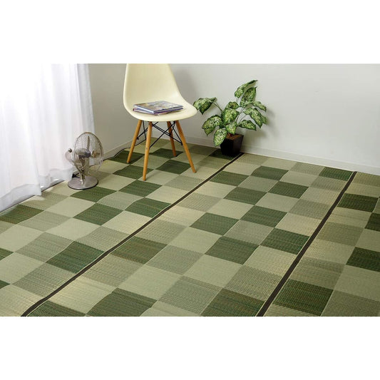 Ikehiko Corporation Igusa Hanagoza F Block Edoma 2 tatami mat approximately 174 x 174 cm Green Made in Japan Urethane Back #4118002