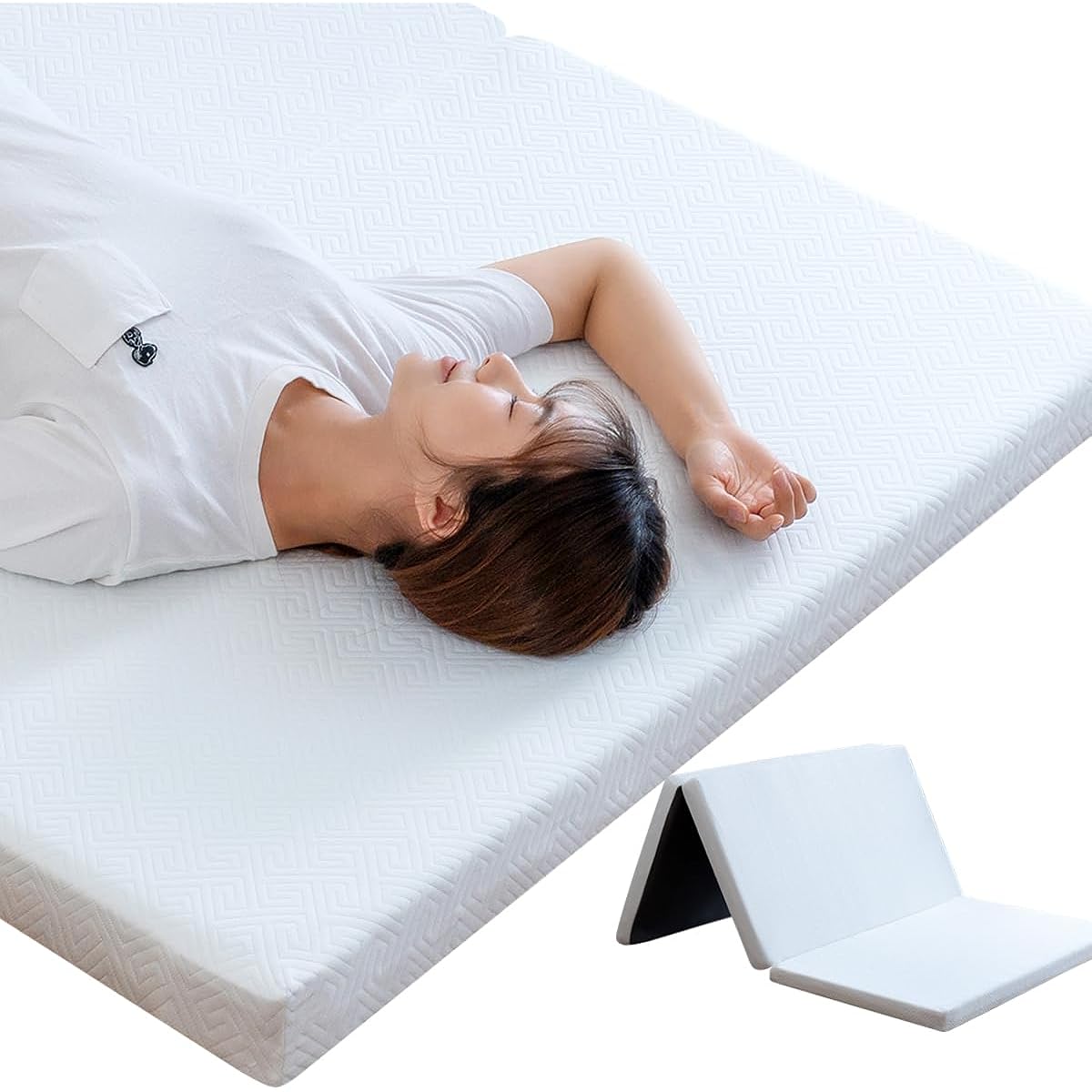 High resilience mattress, semi-double, back pain mattress, tri-fold, folding mattress, bed mattress, topper, 120 day trial period, density 30D, hardness 150N, 120 x 195 x 8 cm