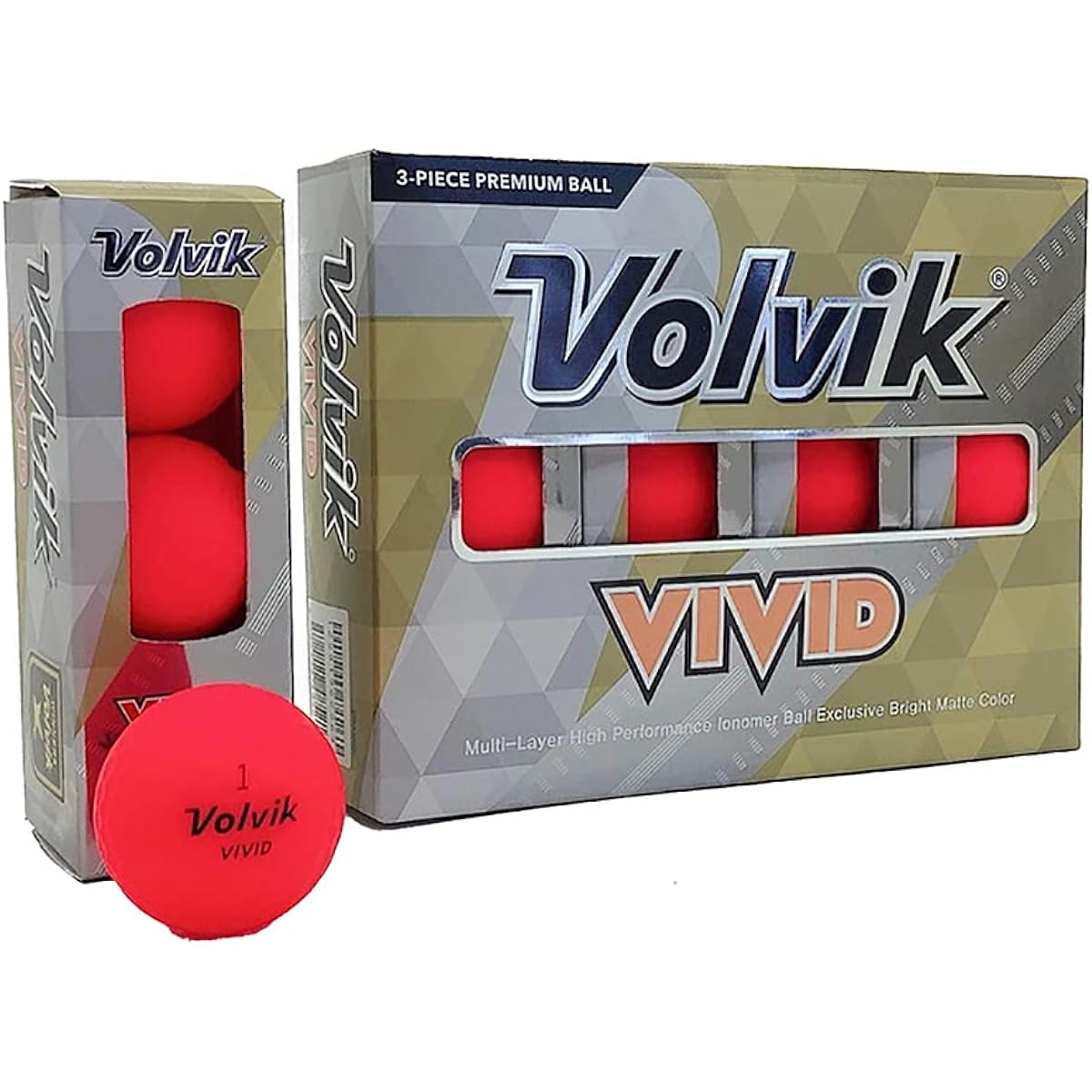 2022 Volvik Golf Ball VIVID 22 Red