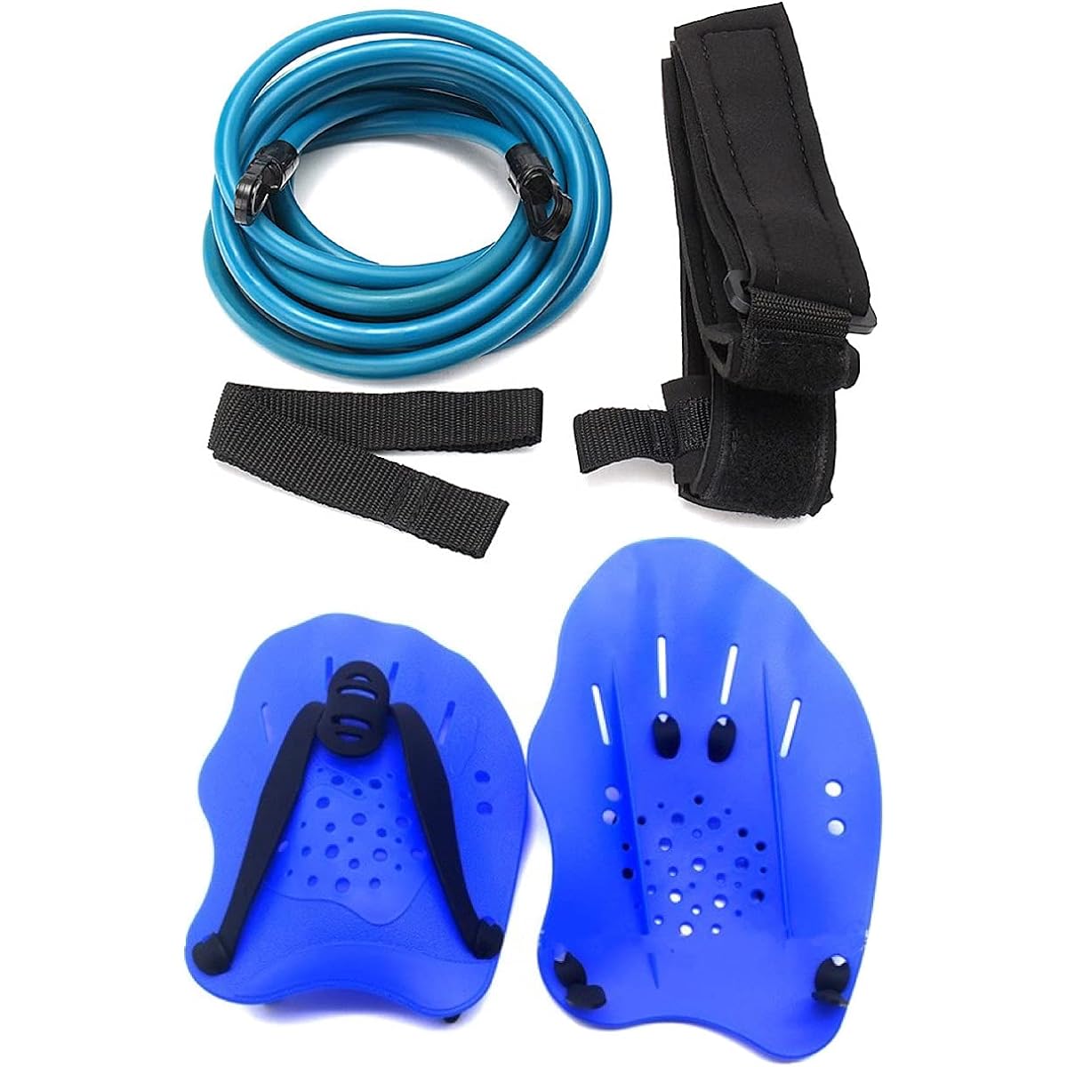 [Eesu cos] Swimming Training Tube Paddle Set Stretch Cord Paddle Muscle Training, Baseball Training, Soccer Training, Various Sports Training