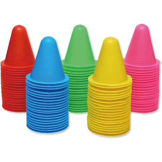 TJQ Color Cone Marker Cone Mini Triangular Cone Training Practice Lightweight [Easy to clean up with storage bag included] (Set of 100)