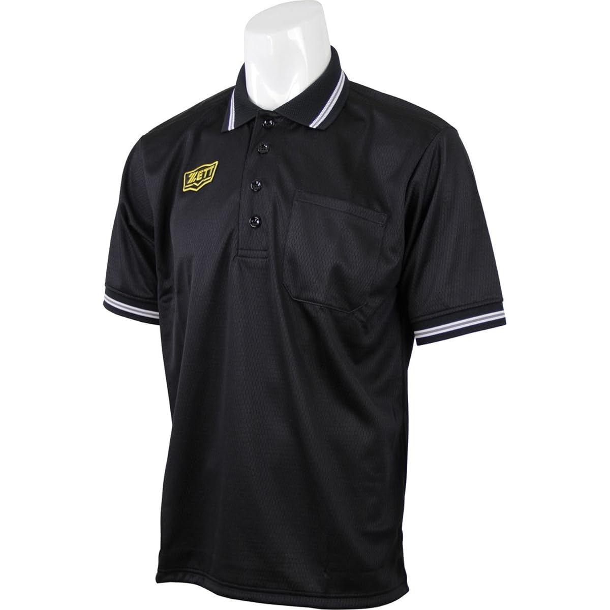 ZETT Baseball Umpire Boys League Official Short Sleeve Umpire Polo Shirt Black (1900) BPU50BL