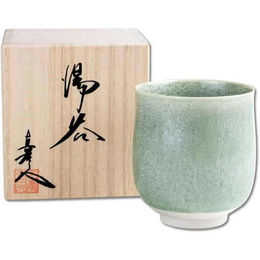 Arita ware hot water cup, wooden box gift that would be great as a gift, Japanese warbler glaze, large size, Baba Maemon kiln, Hasami ware, made in Saga Prefecture, pottery