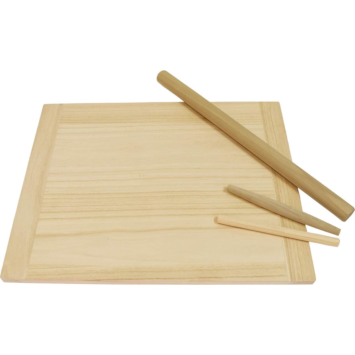 Kiso Crafts Cooking Board Rolling Pin Set, Made in Japan, Wooden, Paulownia [Includes rolling pin for gyoza and shumai] 50 x 40 cm, also for making udon and soba dough