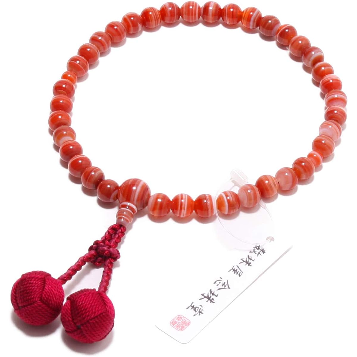 Nenjudo <Made in Japan> Prayer beads for women High quality natural stone Red striped agate (Akashima agate) Pure silk tassel Comes with a prayer bead bag Can be used by all denominations Handmade prayer beads Domestic recitation [Long-established prayer