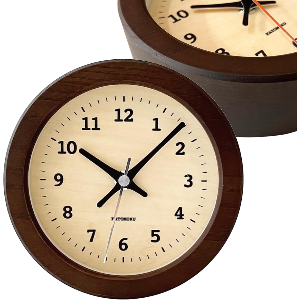 KATOMOKU Dual use clock 7 km-132BRRC Brown radio clock continuous second hand