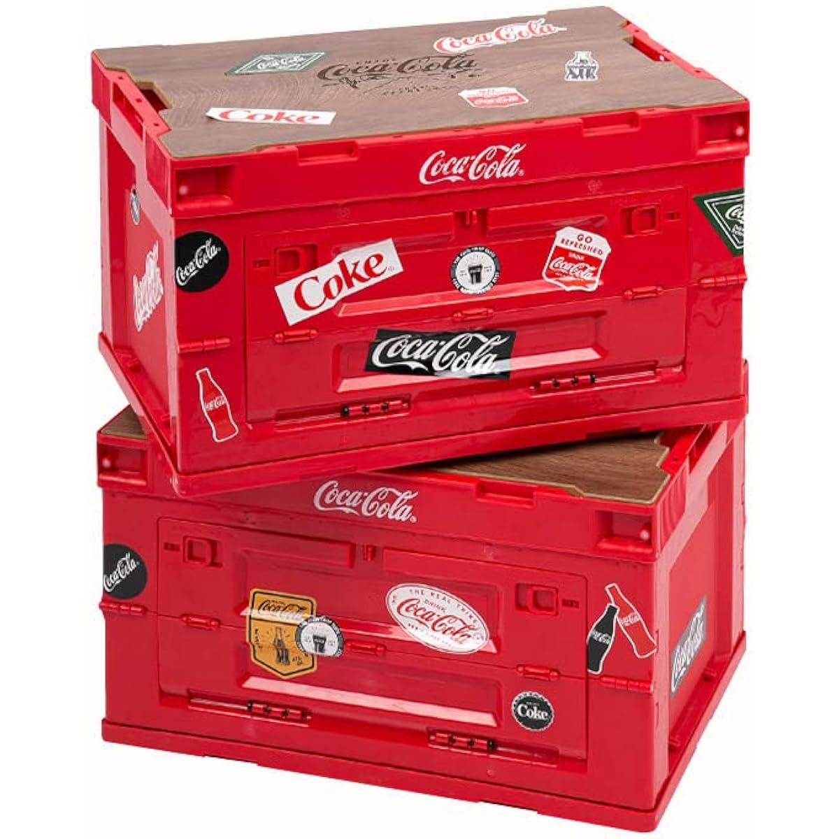 Solomon Shoji Coca-Cola Camping Folding Box (with 2 Deco Stickers) COCA-COLA CAMPING FOLDING BOX Outdoor Camping Storage Case Storage Box with Lid