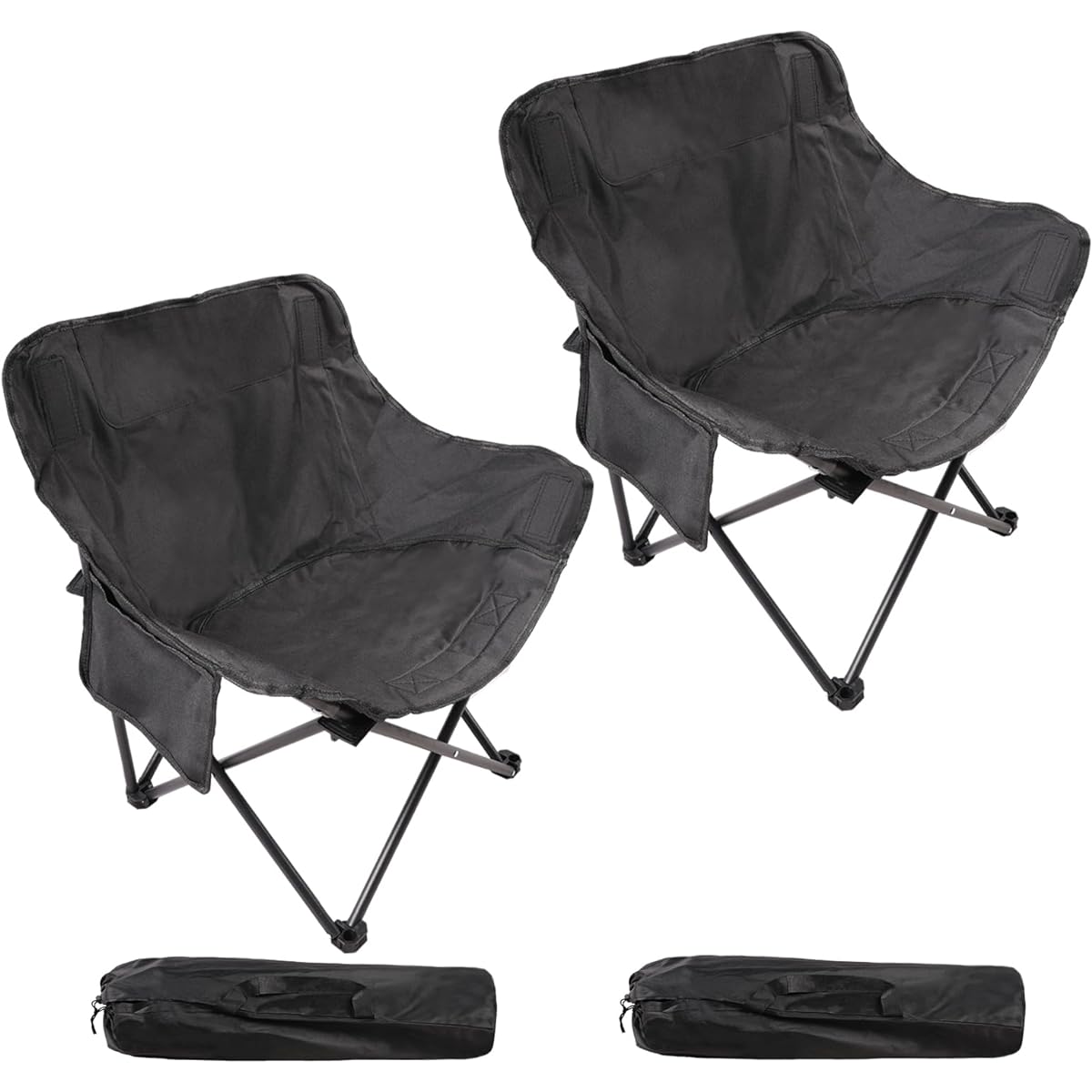YOGOTO Outdoor Chair, Camping Chair, Foldable, Compact, Lightweight, Hiking, Fishing, Climbing, Storage Bag Included, Load Capacity 100kg (Black (M))