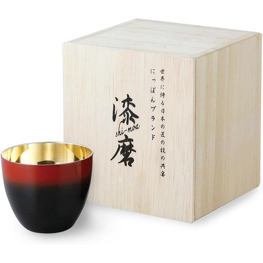Asahi lacquered double layered sake cup black color SCW-GK601