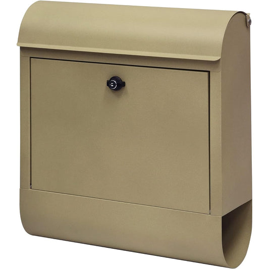 MOJYU Wall Hanging Post Erin Champagne Gold WM-097 Post Mail Box Stylish Mailbox Delivery Box Scandinavian Style with Lock Wall Hanging Entrance Home Use