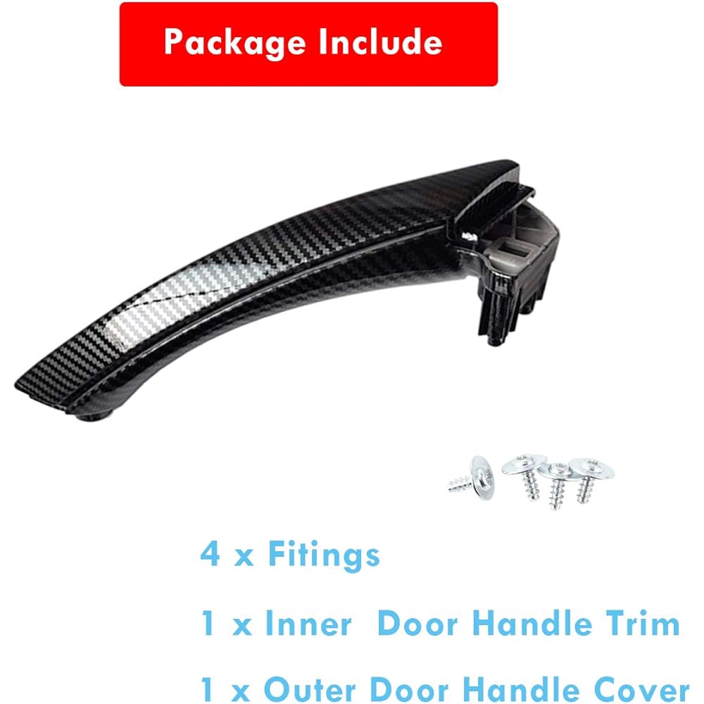 MOONLINKS BMW 3 Series E90/E91 Carbon Fiberdo Apple Handle + Door handle outer cover right front/back passenger side door handle cover set (compatible: BMW 323 325 328 330 335) (carbon fiber pattern)