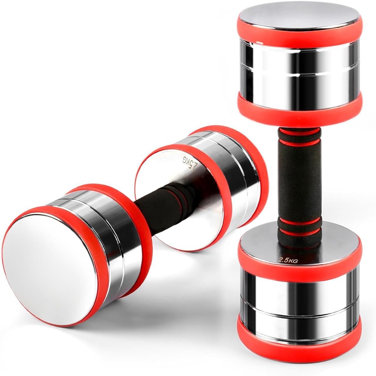 DoubleTT Dumbbell Adjustable Steel Made from 1kg to 25kg Adjustable Chrome Plated Mirror Surface Finish 2.5kg 5kg 7.5kg 10kg Compact Anti-Slip Quiet Single Multipurpose Dumbbell Set for Home Use