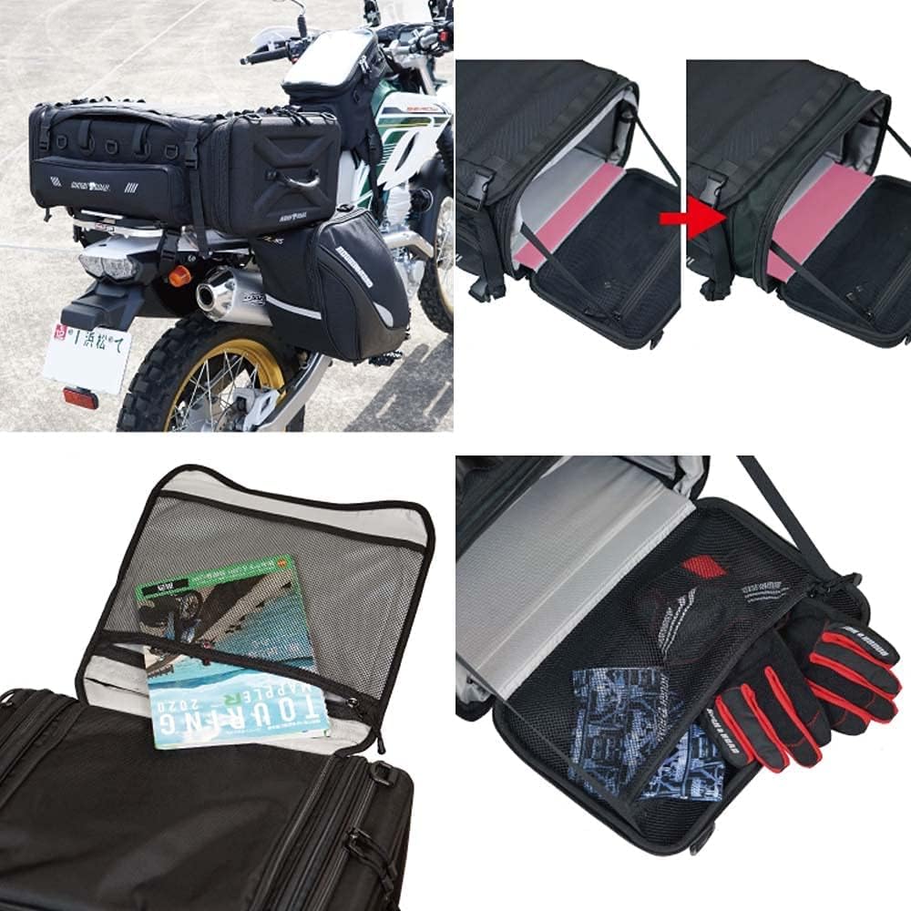 ROUGH&ROAD Container Seat Bag 64 for Motorcycles Black Capacity: 55-64ℓ (Max) RR9038