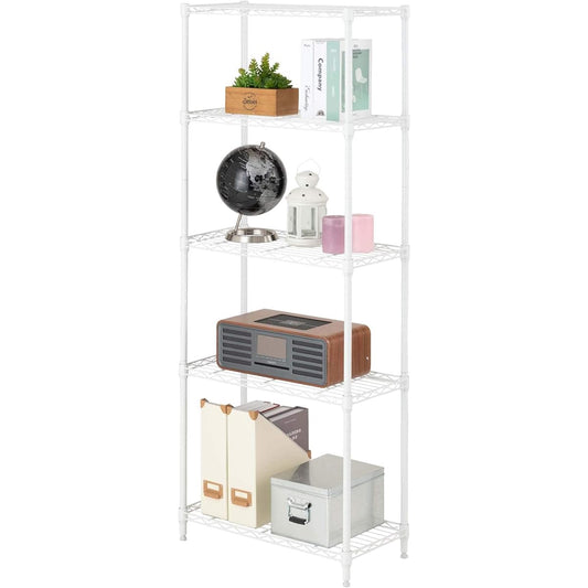 Doshisha Luminous Compatible 5 Tier Width 60 Slim Steel Rack Shelf Storage White White Overall Load Capacity 325kg Width 59.5cm x Depth 29.5cm x Height 151.5cm M1560305WH Sturdy Wire Shelf Depth 30 Pole Diameter 19mm Compatible with Parts Kitchen Laundry