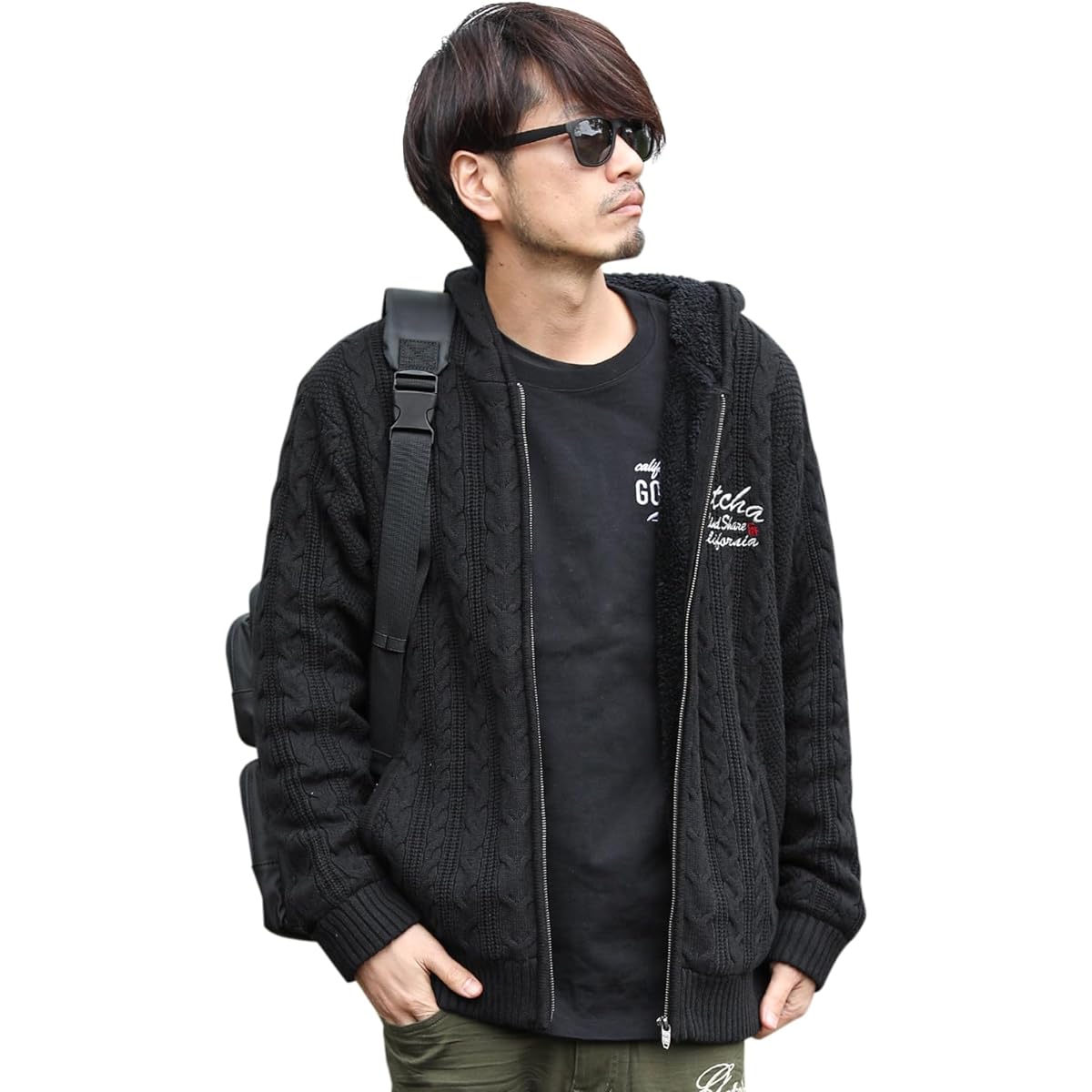 Gotcha 233G1602 Washable Cable Knit Back Boa Zip Parka