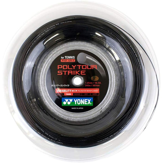 Yonex Polytour Strike 200M Roll (PTST120/PTST125/PTST130-2) Hardball Tennis Polyester Gut Gauge: 1.20mm Cool Black (730) [Parallel Import]