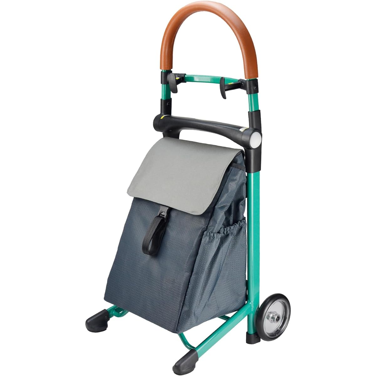 Care-Parents Shopping Carry, Sitting Shopping Cart, Shopping Cart, Folding, Lightweight, Compact, Quiet Tires, Large Capacity 40L, Made of Aluminum, Sitting Carry, No Assembly Required, Convenient Storage (CP-Z00B Green Frame)