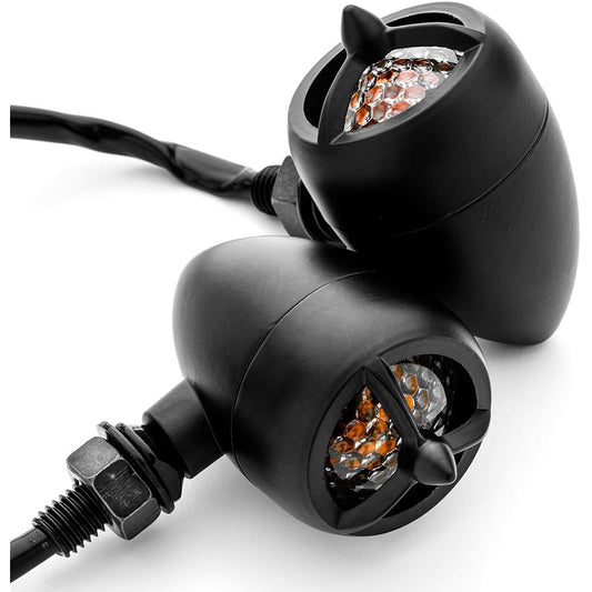 Krator 2 Piece Black Heavy Duty Motorcycle Turn Signal Warplane Propeller Engine Blinker Harley-Davidson XL Sportster 1200 Custom