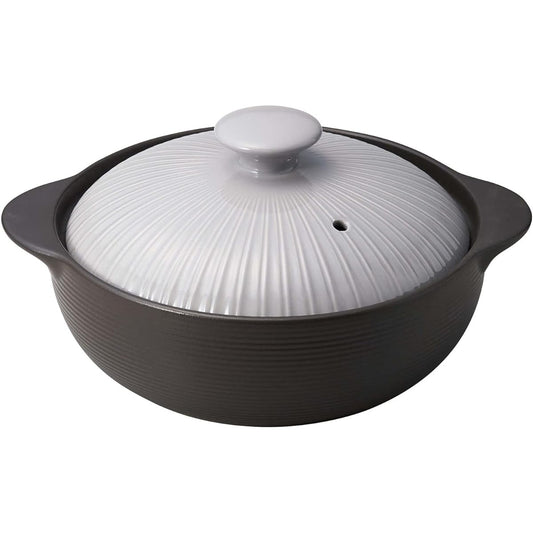 Santo 18435 Thermatech IH/Direct Fire Compatible Earthen Pot Single Use Size 6.5 1100ml Microwave Oven Direct Fire Compatible with IH Light Gray 18435