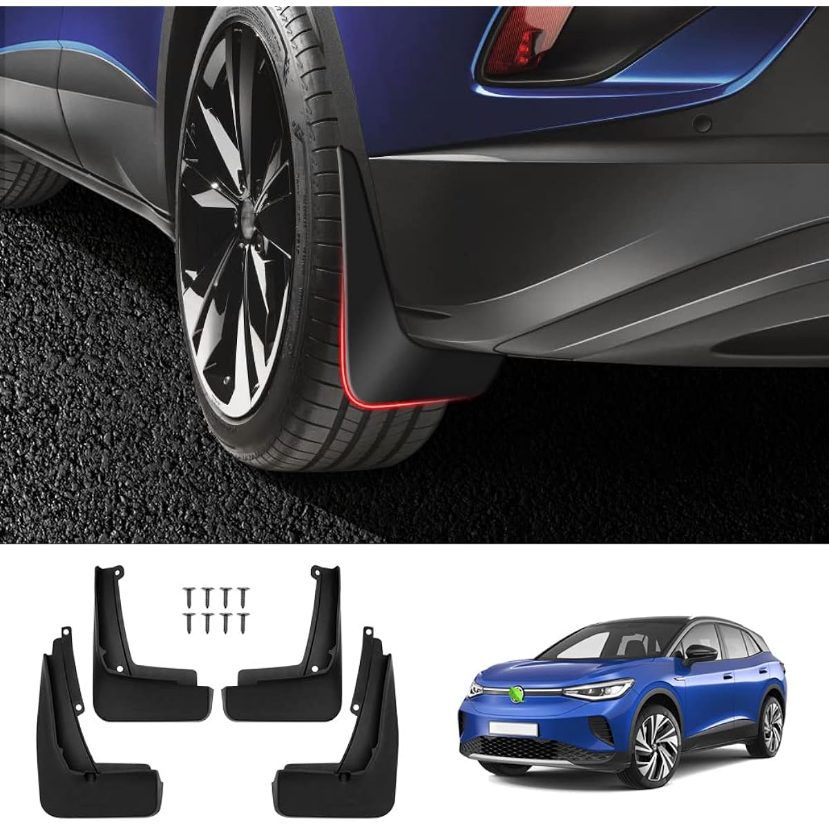 SHADEMAX Mudguard Kit 2021 2022 Volkswagen ID.4 VW ID4 Splash Guard Fender Accessory Forex 4 Rear Set