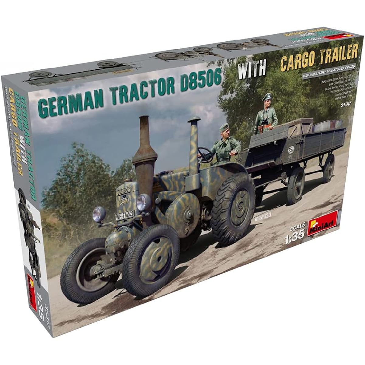 Miniart 1/35 German Tractor D8506 with Cargo Trailer Plastic Model MA35317